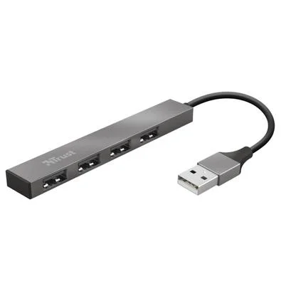Hub Trust Halyx, 4 Portas USB 2.0, Ultra Compacto, Conexão USB, de Alumínio, - 23786