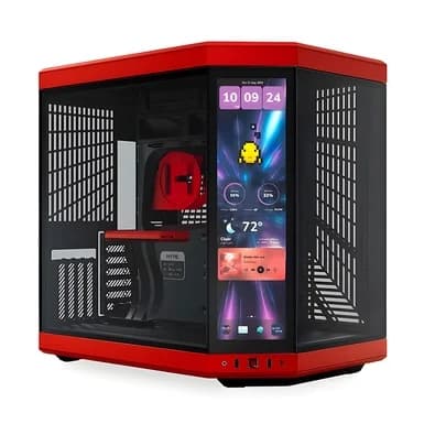 Gabinete Gamer HYTE Y70 Touch Infinite, Mid Tower, EATX, Tela LCD 14.9", Black Cherry - CS-HYTE-Y70TTI-RB