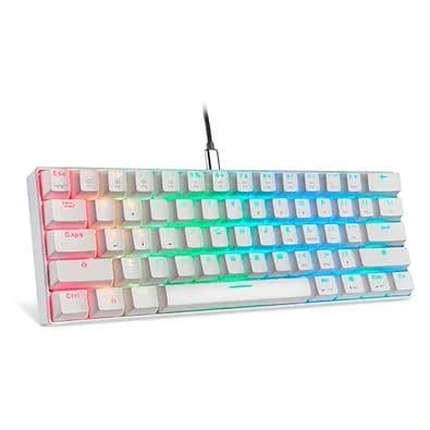 Teclado Gamer Motospeed, RGB, ABNT2, Branco, Switch Blue, USB Tipo-C, Branco - CK61