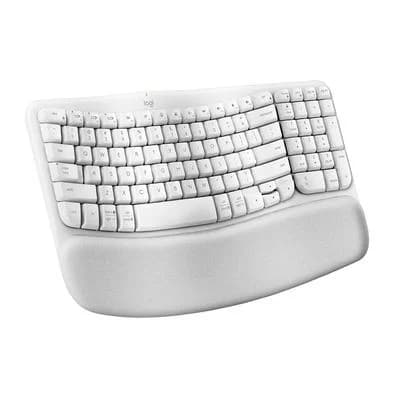 Teclado Sem Fio Logitech Wave Keys, Bluetooth, Layout US, Com Design Ondulado, Ergonômico, Branco - 920-012282