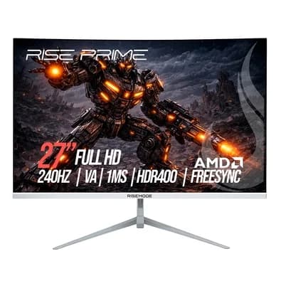 Monitor Gamer Curvo Rise Mode Prime 27", Full HD, 240Hz, 1ms, VA, FreeSync, HDR 400, HDMI e DisplayPort, Branco - RM-MOG-27C240FH-W