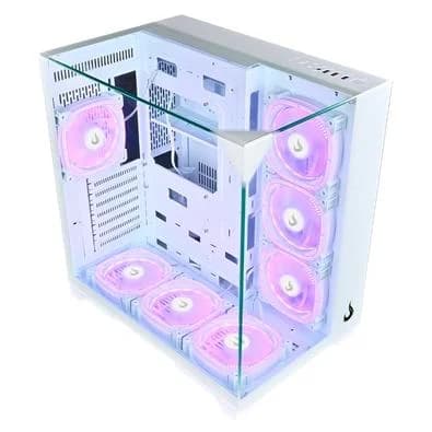 Gabinete Gamer Rise Mode Galaxy Full Glass, Mid Tower, ATX, Lateral e Frente em Vidro Temperado, Sem FANs, Branco - RM-CA-FG-W