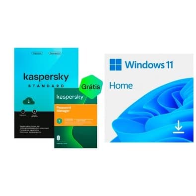Microsoft Windows 11 Home 64-bit ESD, Digital para Download + Kaspersky Standard + Kaspersky Password Manager 1 Dispositivo 1 Ano, Digital para Download