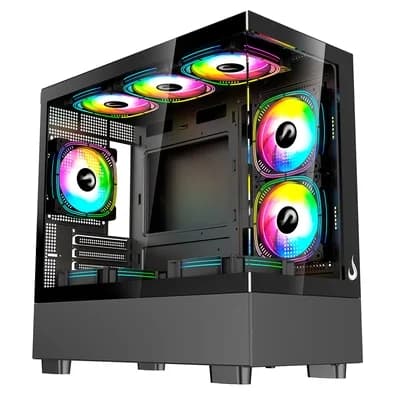 Gabinete Gamer Rise Mode Crystal Glass 03, Mid Tower, Lateral e Frontal em vidro, Preto - RM-CA-CY-03-FB