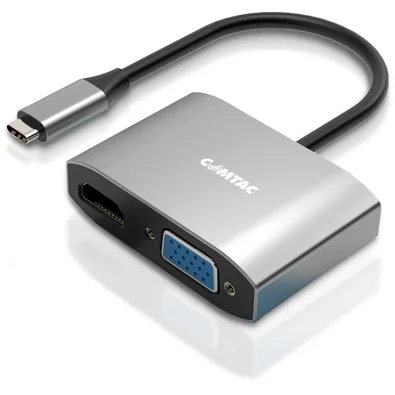 Cabo Adaptador Conversor Comtac USB-C, para HDMI 2.0 e VGA, Alumínio - 20119453