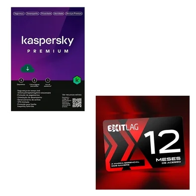 Kaspersky Antivírus Premium 3 Dispositivos 1 Ano + ExitLag 1 Ano