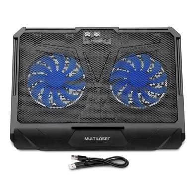 Base com Cooler para Notebook Multi, até 17", com Base Giratória 360° e Ajuste de Altura, Preto - AC382