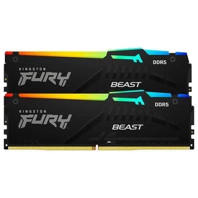 Memória RAM Kingston Fury Beast RGB, 64GB (2x32GB), 5600MHz, DDR5, CL40, para Intel XMP, Preto - KF556C40BBAK2-64