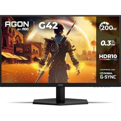 Monitor Gamer AOC 27", Full HD, 200Hz, 0.3ms, IPS, G-Sync, HDR, Ângulo Ajustável, Preto - 27G42HE