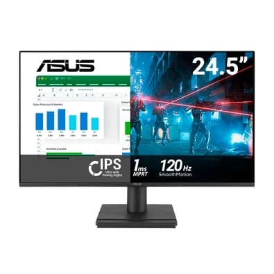 Monitor Gamer ASUS 24.5", Full HD, 120Hz, 1ms, IPS, Adaptive-Sync, HDMI e VGA, Som Integrado, Console Ready - VA259HGA
