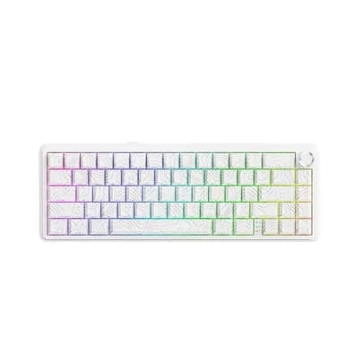 Teclado Sem Fio Mecânico Gamer Attack Shark X65PROHE, RGB, Switch Magnético, Tri-Mode Wireless Bluetooth USB-C, Branco - X65PROHE