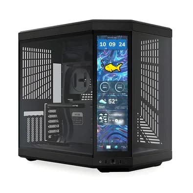 Gabinete Gamer HYTE Y70 Touch Infinite, Mid Tower, EATX, Tela LCD 14.9", Pitch Black - CS-HYTE-Y70TTI-BB