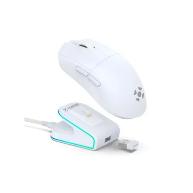 Mouse Gamer Sem Fio Fortrek Loyal, RGB, Sensor PAW3311, 12000 DPI, Com Dock de Carregamento Magnético, Branco - 86964