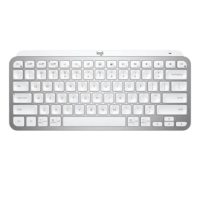 Teclado Sem Fio Logitech MX Keys Mini, Iluminação Smart, Bluetooth, USB, Easy-Switch, Recarregável, Cinza Claro - 920-010506
