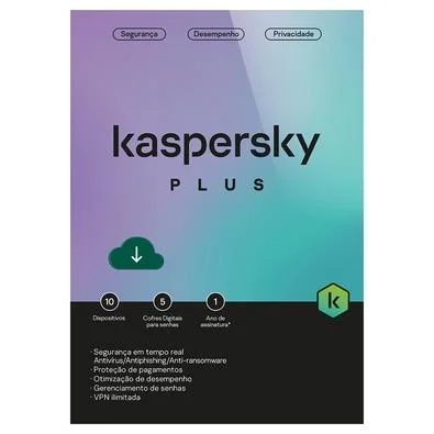 Kaspersky Antivírus Plus 10 Dispositivos 1 Ano, Digital para Download - KL1042KDKFS