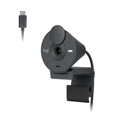 Webcam Logitech Brio 300 Full HD, 1080p, 30 FPS, USB-C, Microfone Integrado, Grafite - 960-001413