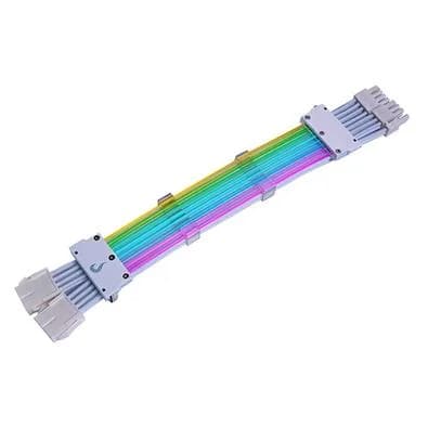Cabo Extensor de Fonte Sleeved Rise Mode Aura, 2x 6+2p PCIe GPU, ARGB, Branco - RM-SLV-02-FW-ARGB