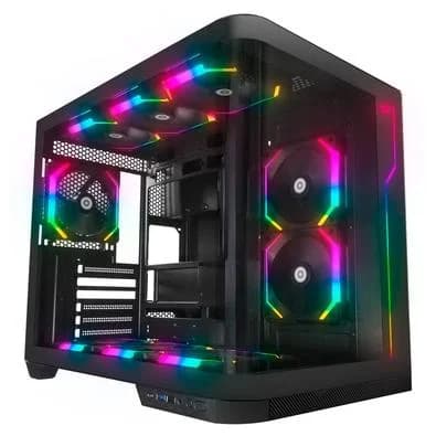 Gabinete Gamer Redragon Wideload Extreme, Mid Tower, ATX, Lateral e Frontal em Vidro Temperado Curvo, Preto - CA-605B