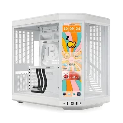 Gabinete Gamer HYTE Y70 Touch Infinite, Mid Tower, EATX, Tela LCD 14.9", Snow White - CS-HYTE-Y70TTI-WW
