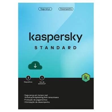 Kaspersky Antivírus Standard 3 Dispositivos 1 Ano, Digital para Download - KL1041KDCFS