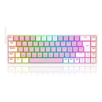 Teclado Mecânico Gamer Redragon CASTOR RGB ROSA COM Branco SWITCH MARROM ABNT2 - K631PW-RGB (PT-BROWN)