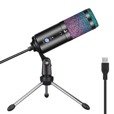 Microfone Gamer Rise Mode Elite 03 RGB, USB, Podcast e Streaming, Preto - RM-ME-03-B