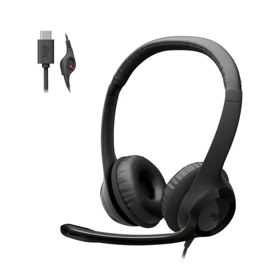 Headset Logitech H390, Controles de Áudio Integrado, Microfone com Redução de Ruído, USB-C, Preto - 981-001575