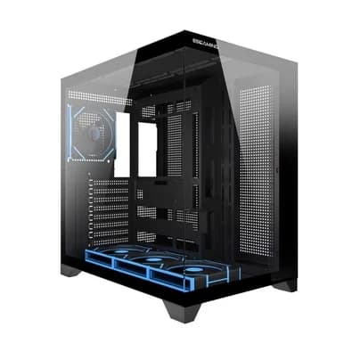 Gabinete Gamer Esgaming Mira, Mini Tower, ATX, Frontal e Lateral em Vidro Temperado, Sem Fans, Preto - 1101-BK