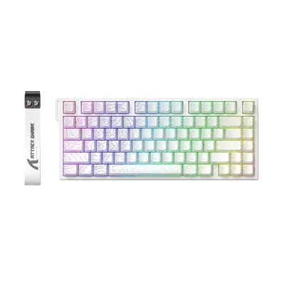 Teclado Magnético Gamer Attack Shark R82HE, Rapid Trigger, 8000Hz, 0.08ms, 75%, White Contour, Branco - AS-R82HE-WCL