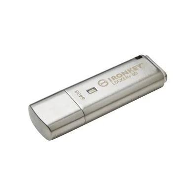 Pen Drive 64GB Kingston IronKey Locker+ 50, USB 3.2, com Criptografia, Prata - IKLP50/64GB