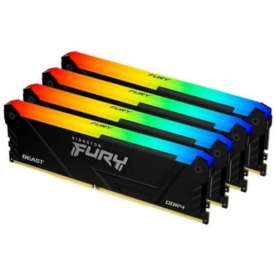 Memória RAM Kingston Fury Beast, RGB, 64GB (4x16GB), 3200MHz, DDR4, CL16, Preto - KF432C16BB2AK4/64
