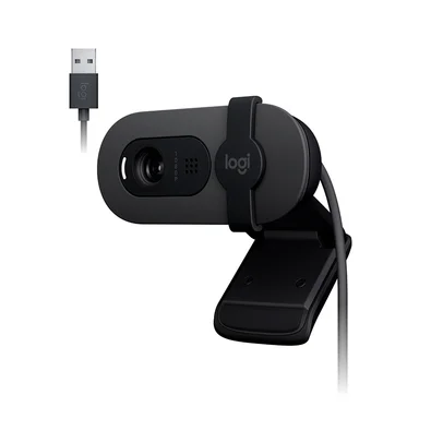 Webcam Logitech Brio 100 Full HD 30 FPS, Microfone, USB-A, Correção Automática, Grafite - 960-001586