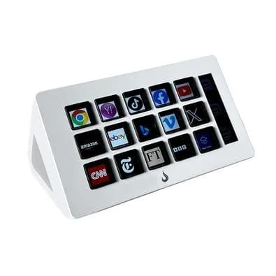 Mesa Controladora de Stream Rise Mode Vision 01, 15 Teclas LCD, Atalhos Personalizáveis, Branco - RM-MC-01-W
