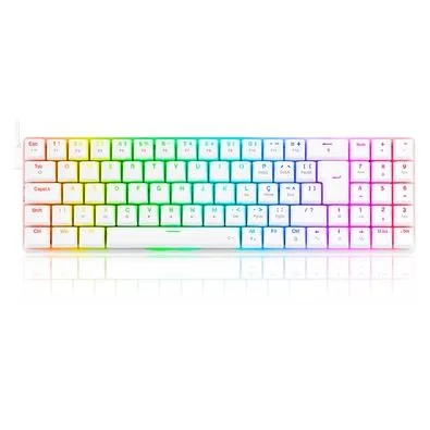 Teclado Mecânico Gamer Redragon Ashe, RGB, Switch Blue, Branco - K626-KB-W (PT-BLUE)