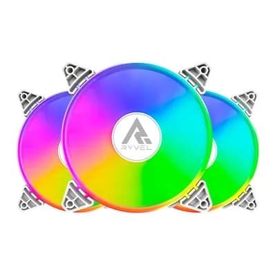 Kit Com 3 Ventoinhas Ryvel Snowy, 3x 120mm, Led ARGB, Branco - RY-FN-SW-WT