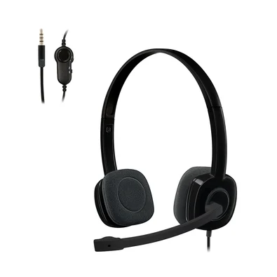 Headset com fio Logitech H151 com Microfone com Redução de Ruído e Conexão 3,5mm - 981-000587