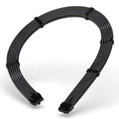 Cabo Extensor de Fonte Rise Mode Sleeved 12VHPWR, PCIE 5.0 16pin (12+4), 60cm, Preto - RM-SL-02-12VHPWR-FB