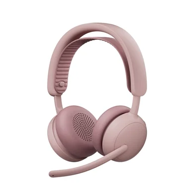 Headset Sem Fio Logitech Zone Wireless 2 ES com Microfone Flip-to-mute, Cancelamento de ruído, Conexão Bluetooth, Rosa - 981-001597