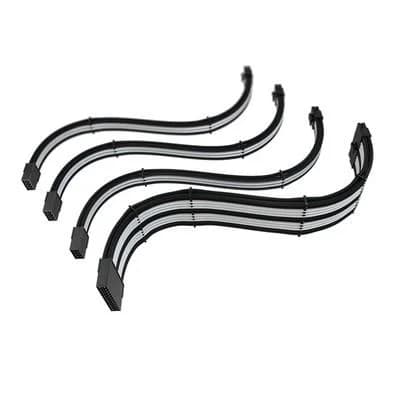 Cabo Extensor de Fonte Sleeved Rise Mode, 4 em 1, 1x 24p ATX, 1x 4+4p CPU, 2x 6+2p PCIe, Preto e Branco - RM-SL-BW