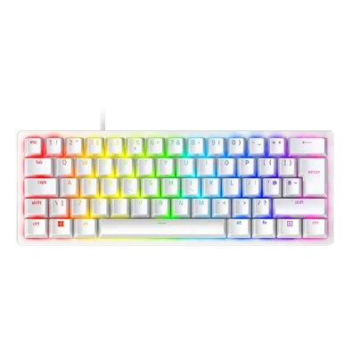 Teclado Gamer Óptico Razer Huntsman Mini, RGB, Switch Clicky Roxo, Formato 60%, Cabo USB-C Destacável, US, Alumínio Mercury Branco - RZ03-03390300