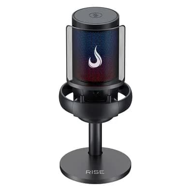 Microfone Gamer Rise Mode Elite 05 RGB, USB-C, Condensador, Filtro Anti-Ruído, Preto - RM-ME-05-B