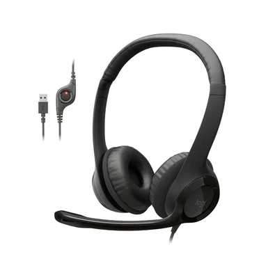 Headset com fio USB Logitech H390 com Almofadas, Controles de Áudio Integrado e Microfone com Redução de Ruído - 981-000014