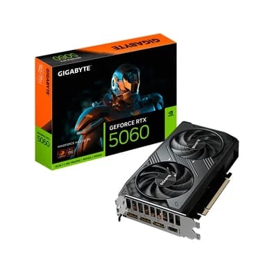 Placa de Vídeo Gigabyte RTX 5060 WINDFORCE MAX OC 8GB NVIDIA GeForce, 8GB GDDR7, 128bit, DLSS, Ray Tracing - GV-N5060WF2MAX OC-8GD