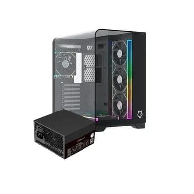 Kit Gabinete Gamer Husky Dome 700, 7 Fans ARGB, Vidro Temperado Frontal/Lateral + Fonte Husky Sledger 950W, 80 Plus Platinum, PFC ativo, Bivolt