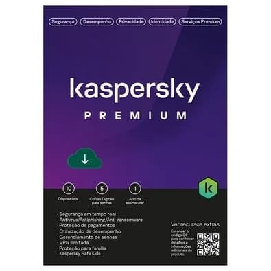 Kaspersky Antivirus Premium 10 Dispositivos 1 Ano, Digital para Download - KL1047KDKFS