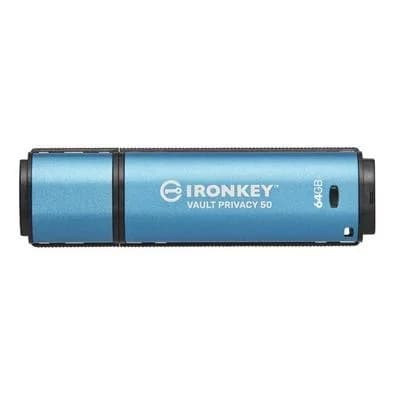 Pen Drive 64GB Kingston IronKey Vault Privacy 50C, USB-C 3.2 Gen 1, com Criptografia, Azul - IKVP50C/64GB
