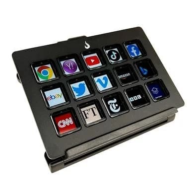 Mesa Controladora de Stream Rise Mode Vision 02 Alumínio, 15 Teclas LCD, Premium, Preto - RM-MC-02-B
