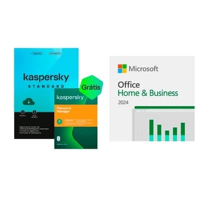 Microsoft Office Home and Business 2024 ESD + Kaspersky Standard + Kaspersky Password Manager 1 Dispositivo 1 Ano, Digital para Download