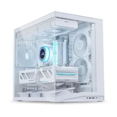 Gabinete Gamer Lian Li O11 Dynami Mini V2 Flow, Mid Tower, ARGB, ATX, Painel de Vidro, com 5 Fans, Branco - O11DMIV2FW WHITE