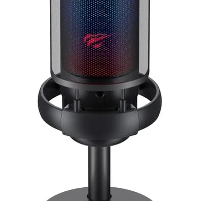 Microfone Gamer Havit GK50, RGB, Cardioide, Conexão USB-C, com Suporte, Preto - GK50 Pro Live